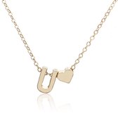 Collier Initiale avec Lettre U Doré - Avec lettre & Coeur! - Cadeau Collier Prénom - Collier Porte-Bonheur sur Carte - Pax Amare