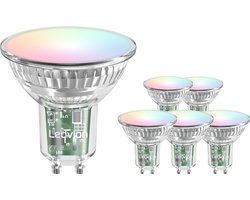 Ledvion - 6X Smart RGB+CCT GU10 LED Spot - 4,9W - 345L - Dimbaar - Wifi-Alexa & Google Home