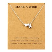 Initiaal Ketting met Letter N Zilverkleurig - Met letter & Hartje! - Naam Ketting Cadeau - Geluksketting op Kaartje - Pax Amare