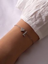 Bracelet Initiale avec Lettre L Argent - Cadeau Bracelet Nom - Bracelet Porte-Bonheur sur Carte - Pax Amare