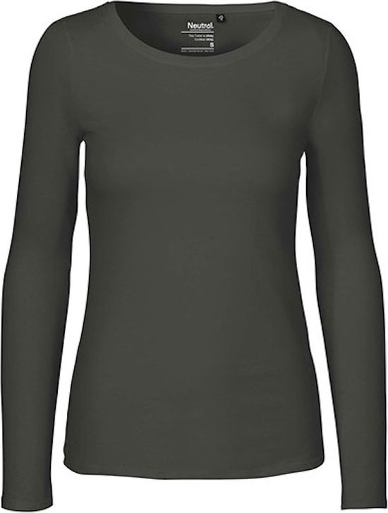 Ladies Long Sleeve T-Shirt met ronde hals Charcoal - XXL