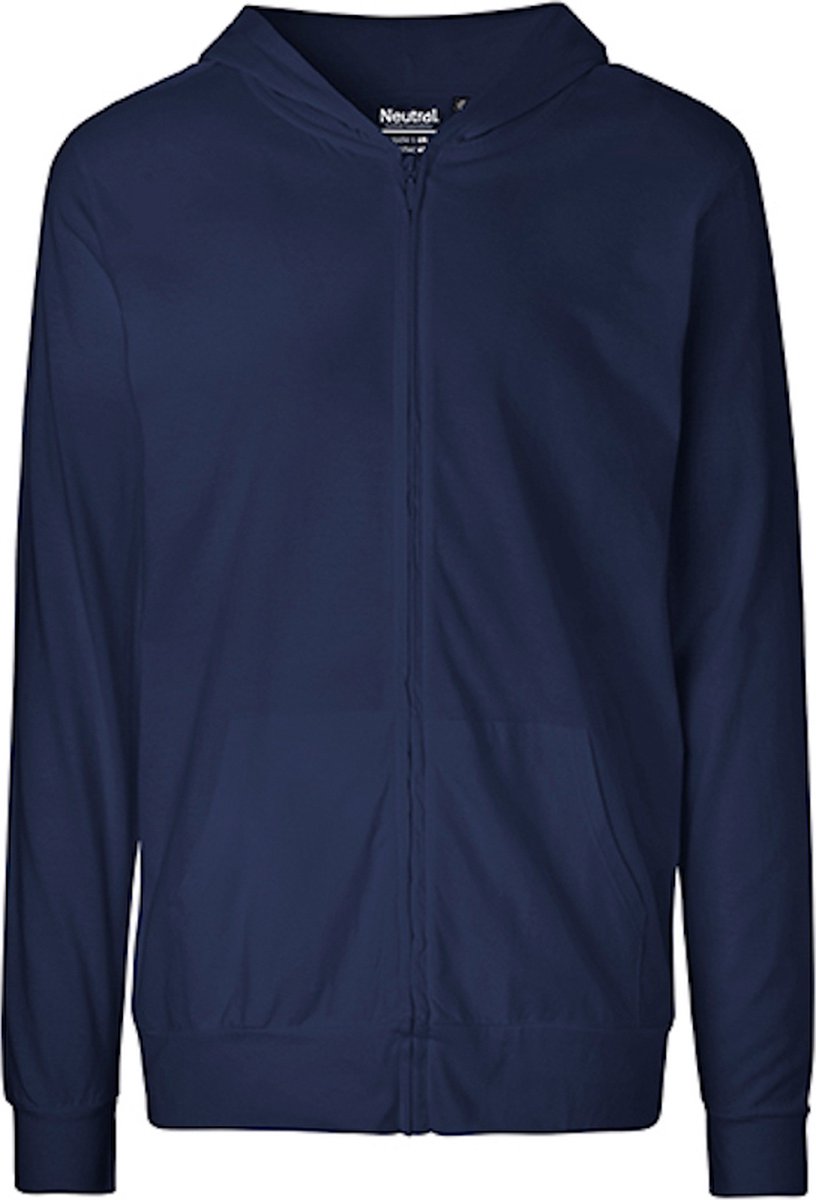 Unisex Jersey Hoodie met capuchon en rits Blauw