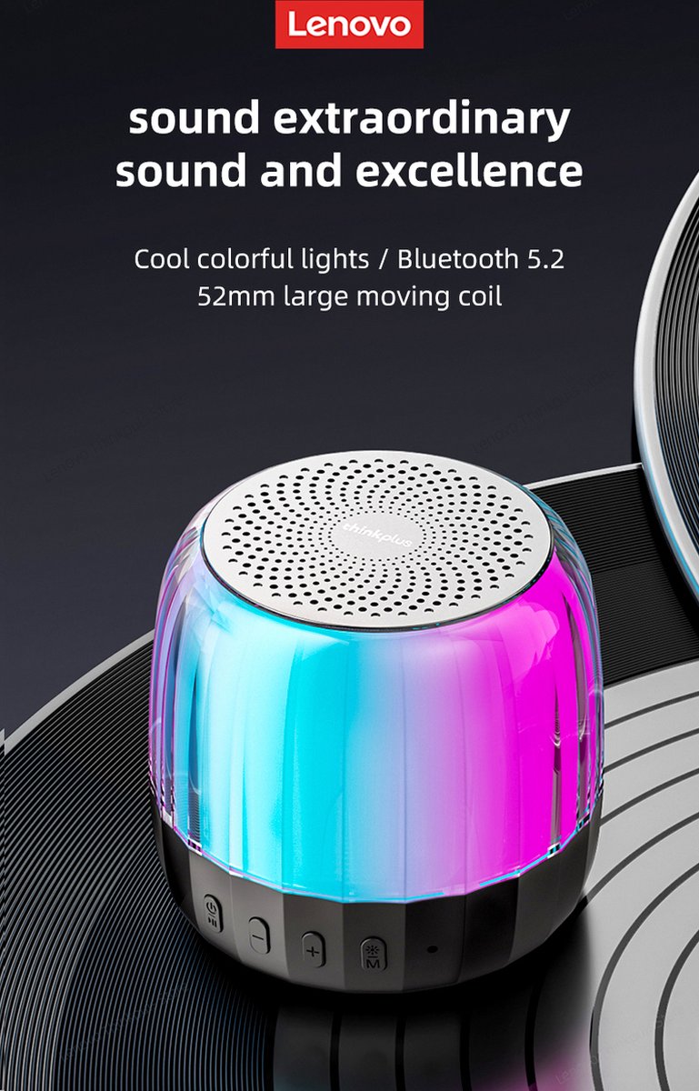 Lenovo Draadloze Speaker - Desktopluidspreker - Mini speaker - Disco Speaker - Kleine speaker - 