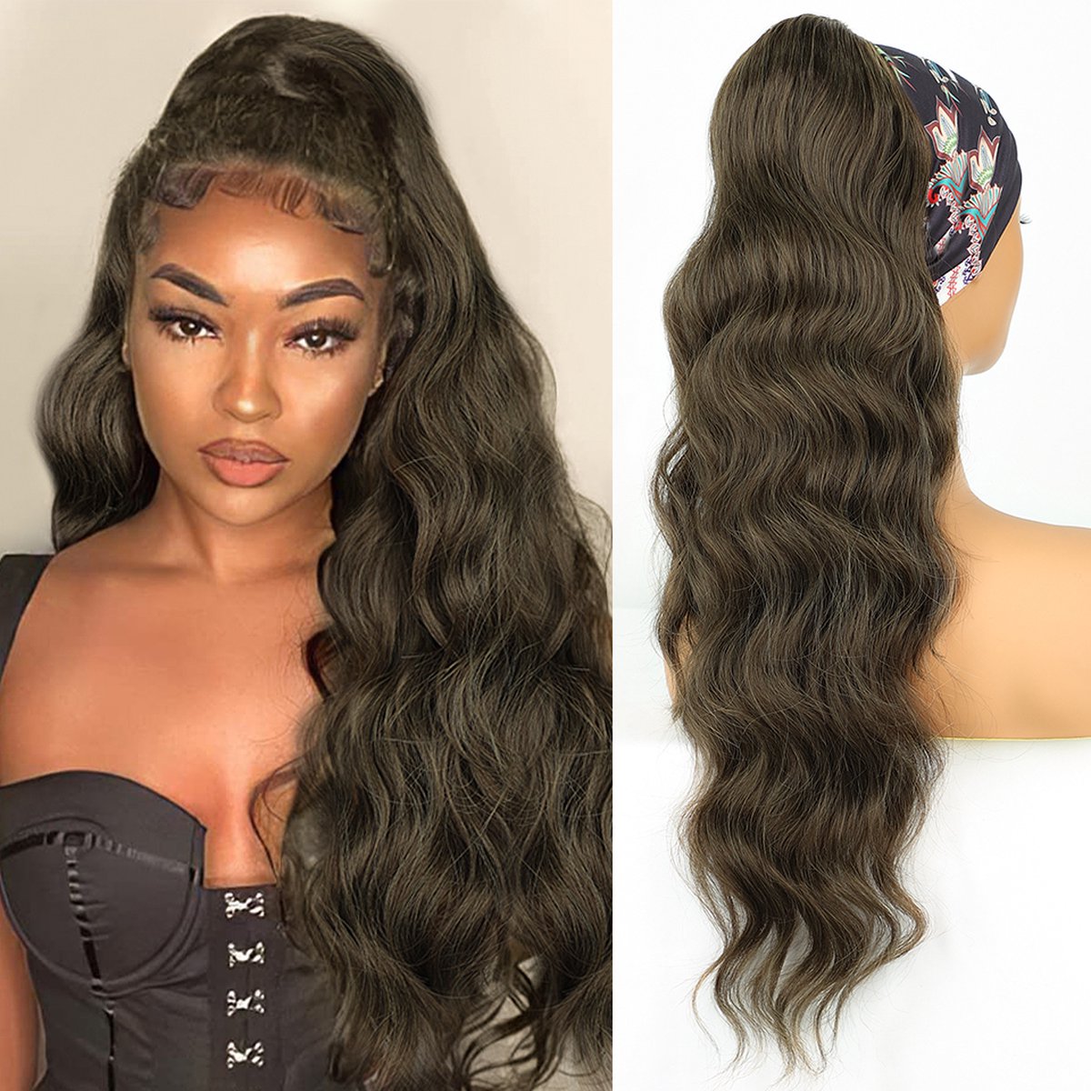 Miss Ponytails - Bodywave ponytail extentions - 24 inch - Bruin 8-29 - Hair extentions - Haarverlenging