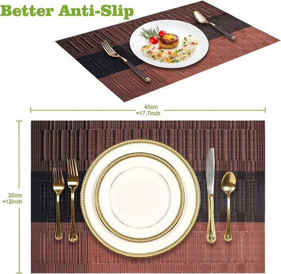 Placemat, set van 6 placemats, afwasbaar, pvc, slijtvast