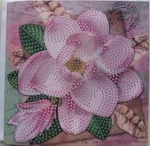 Diamond painting - bloemen kaart - wenskaart voor een gedeelte te painten - Roze bloem