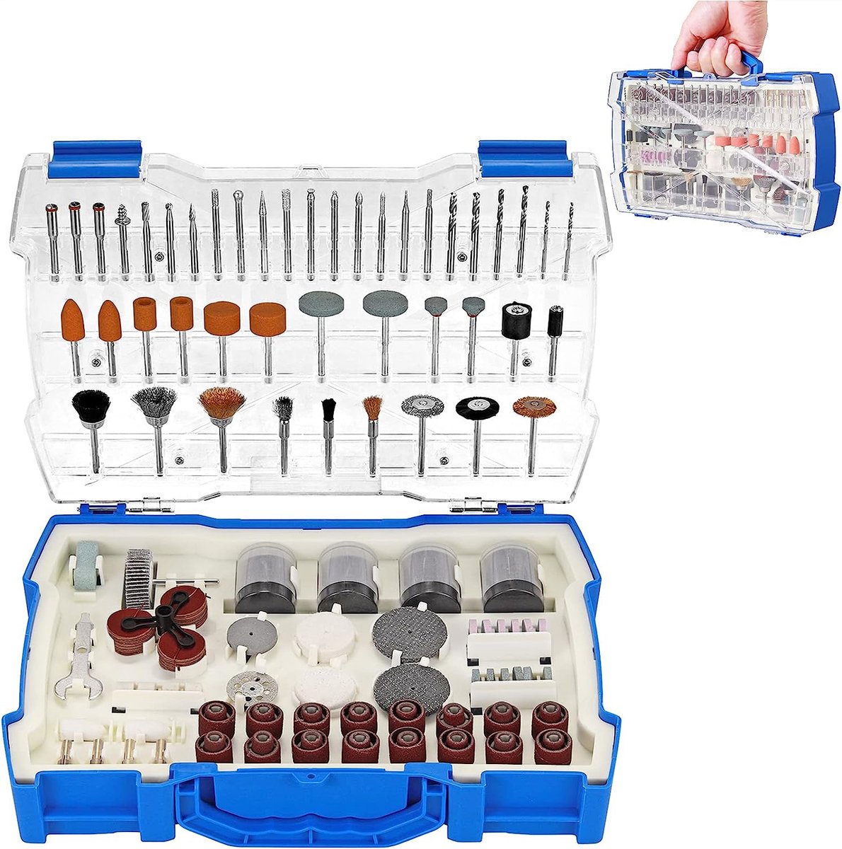 Multifunctionele accessoireset 365-delig Multifunctionele gereedschapsaccessoireset met draagtas voor snijden, slijpen, polijsten, boren en graveren