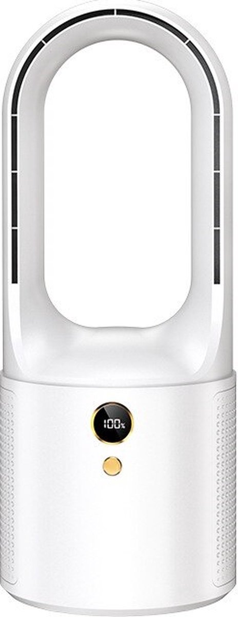 DrPhone Ryze Lite Bladloze Ventilator – Bureau Ventilator – Ventilator Met Display – Veilig Voor de kinderen - Wit