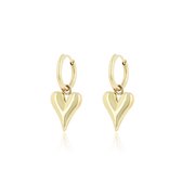 OOZOO Jewellery - Goudkleurige oorringen met een hart bedeltje - SE-3047
