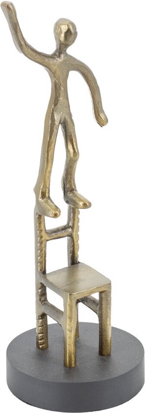 Decoratie beeld metaal 'staand op stoel' goud