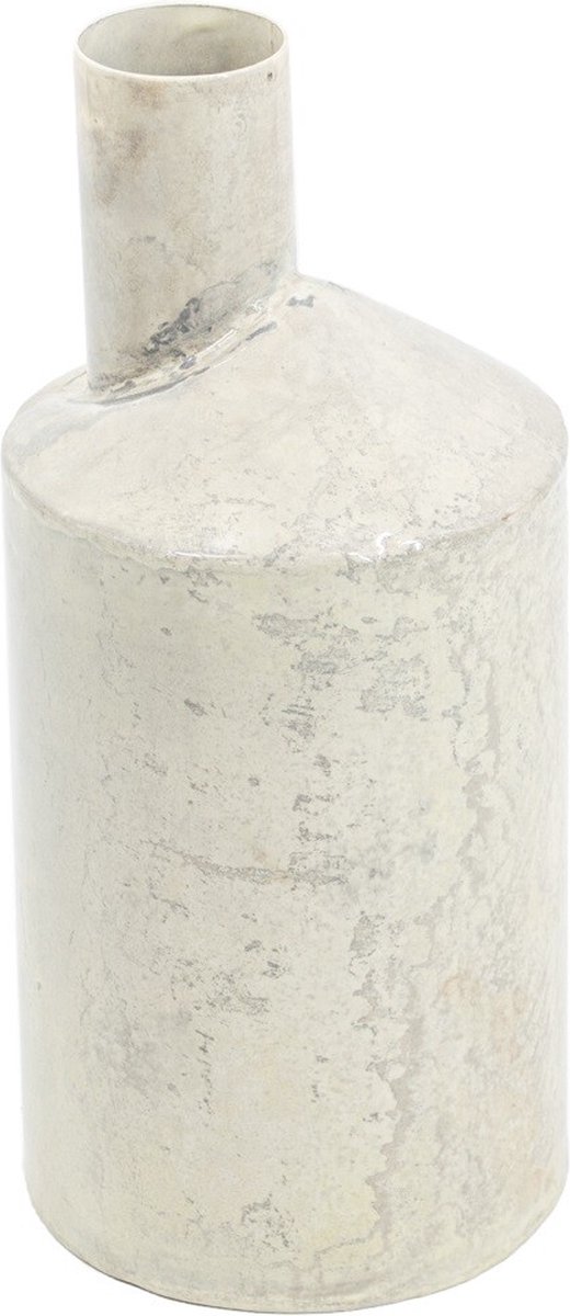 homebound by ky Vaas metaal white marble | 5x14x31,5cm | bloemenvaas wit