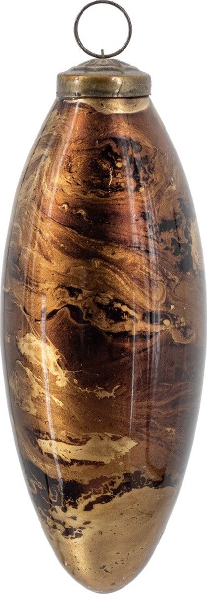 HomeBound by KY | Glazen kerstbal XL brown marble | 15cm | kerstbal