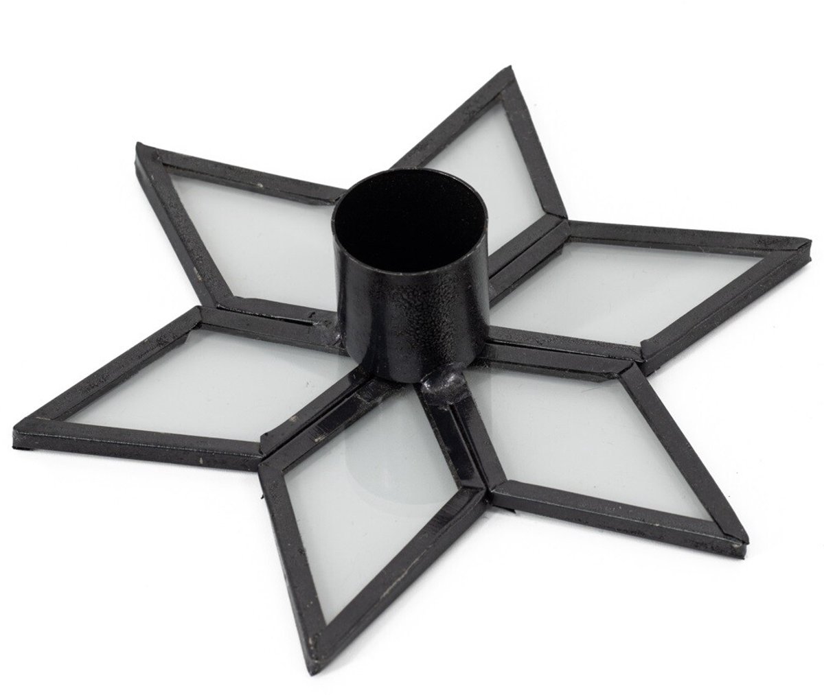 Kaarsenstandaard ster zwart - Kerst - Metaal - 3x2,5x12,5cm