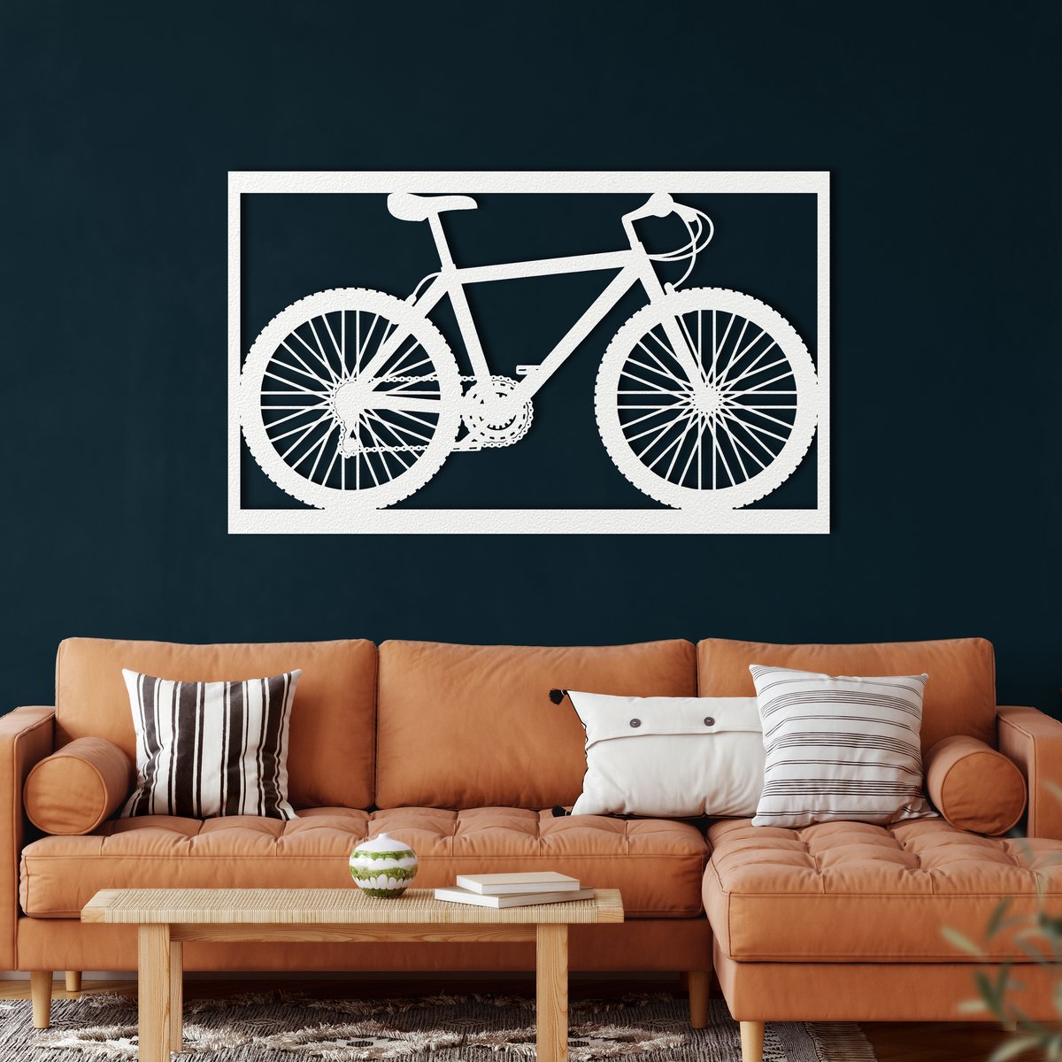 Wanddecoratie | Fiets / Bicycle | Metal - Wall Art | Muurdecoratie | Woonkamer | Buiten Decor |Wit| 75x42cm