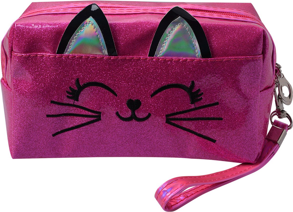 Juleeze Toilettas Dames Kat 18x10 cm Roze Polyurethaan