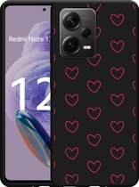 Cazy Hoesje Zwart geschikt voor Xiaomi Redmi Note 12 Pro+ 5G Kleine Hartjes