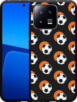 Cazy Hoesje Zwart geschikt voor Xiaomi 13 Soccer Ball Orange
