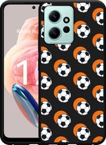 Cazy Hoesje Zwart geschikt voor Xiaomi Redmi Note 12 4G Soccer Ball Orange