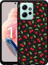 Cazy Hoesje Zwart geschikt voor Xiaomi Redmi Note 12 4G Kersen