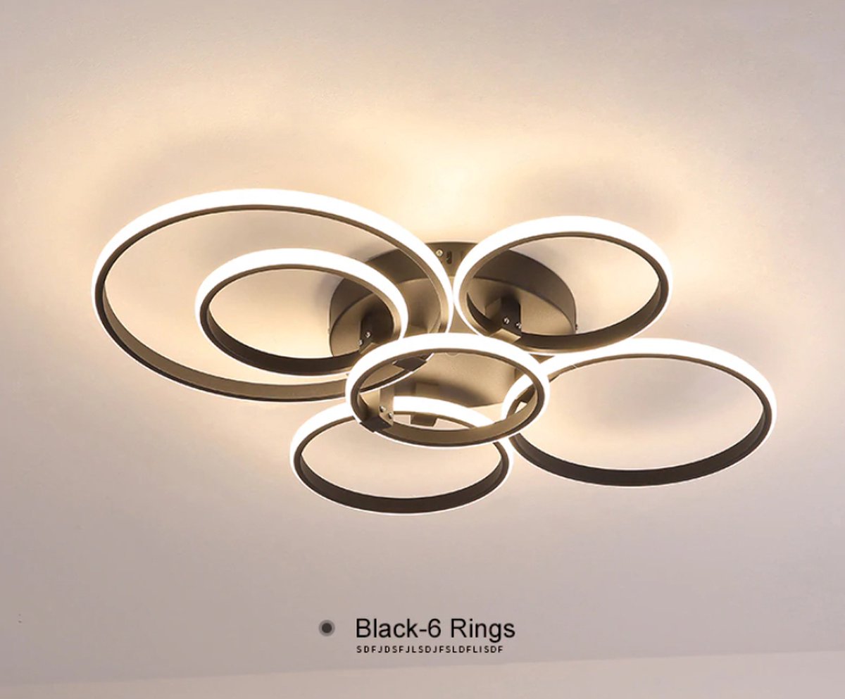 Dimbare grote woonkamer licht LED 6ring Goud & Zwart
