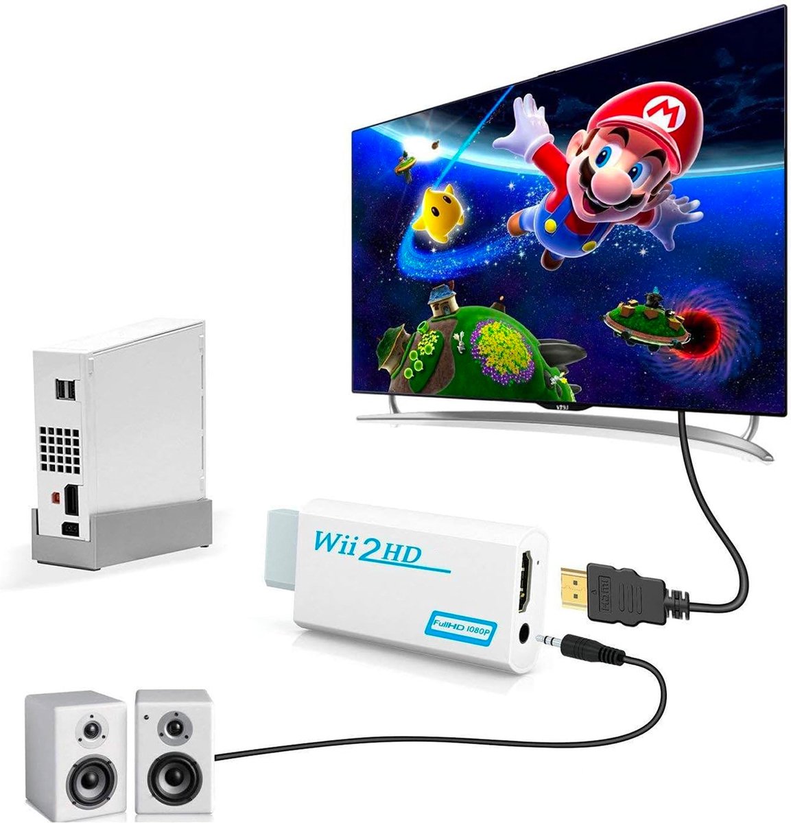 1PC blanc Convertisseur Wii vers HDMI adaptateur wii vers hdmi wii2 vers  hdmi HD wii2hd mi