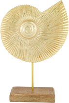 Klein schelp ornament op voet - 27 cm hoog - goud