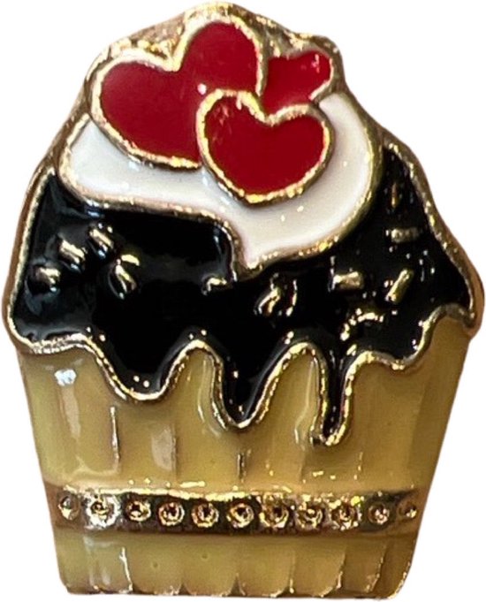 Cupcake avec broche en émail brun foncé 2,7 x 2,2 cm