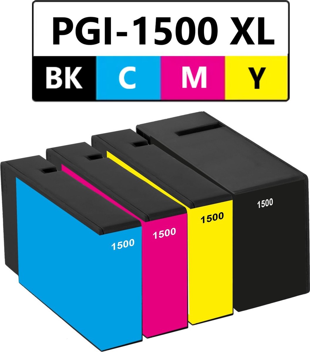 Compatible inkt cartridges voor Canon PGI1500 / PGI-1500XL | Multipack van 4 inktcartridges voor Canon Maxify MB2050 MB2150 MB2350 MB2750 MB2755
