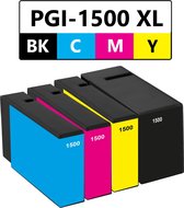 Geschikt voor Canon PGI-1500 XL inktcartridges - Multipack 4 Inktpatronen - Geschikt voor Canon Maxify MB2050 - MB2150 - MB2155 - MB2350 - MB2750 - MB2755