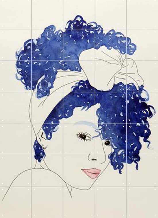 IXXI Sexy Lady with Curls - Wanddecoratie - Line art - 100 x 140 cm