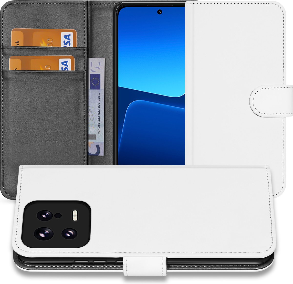 Book Case Hoesje voor de Xiaomi 13 Wit met Pasjeshouder