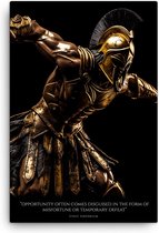 Opportunity Comes Disguised - King Leonidas of Sparta - Canvas | 60 x 90 cm | Stoic | Motivatie | Quote | Stoicism | Discipline | Masculinity | Woonkamer | Kantoor | Wanddecoratie