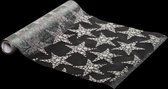 Tissu décoration/chemin de table Atmosphera - étoiles argentées - 28 x 500 cm
