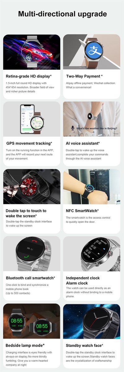 Chrono - Montre Connectée Femme Intelligente Smartwatch 1,19 HD AMOLED  Écran Tactile Complet 29 Sport modes GPS Etanche pour Android iOS Or - Montre  connectée - Rue du Commerce