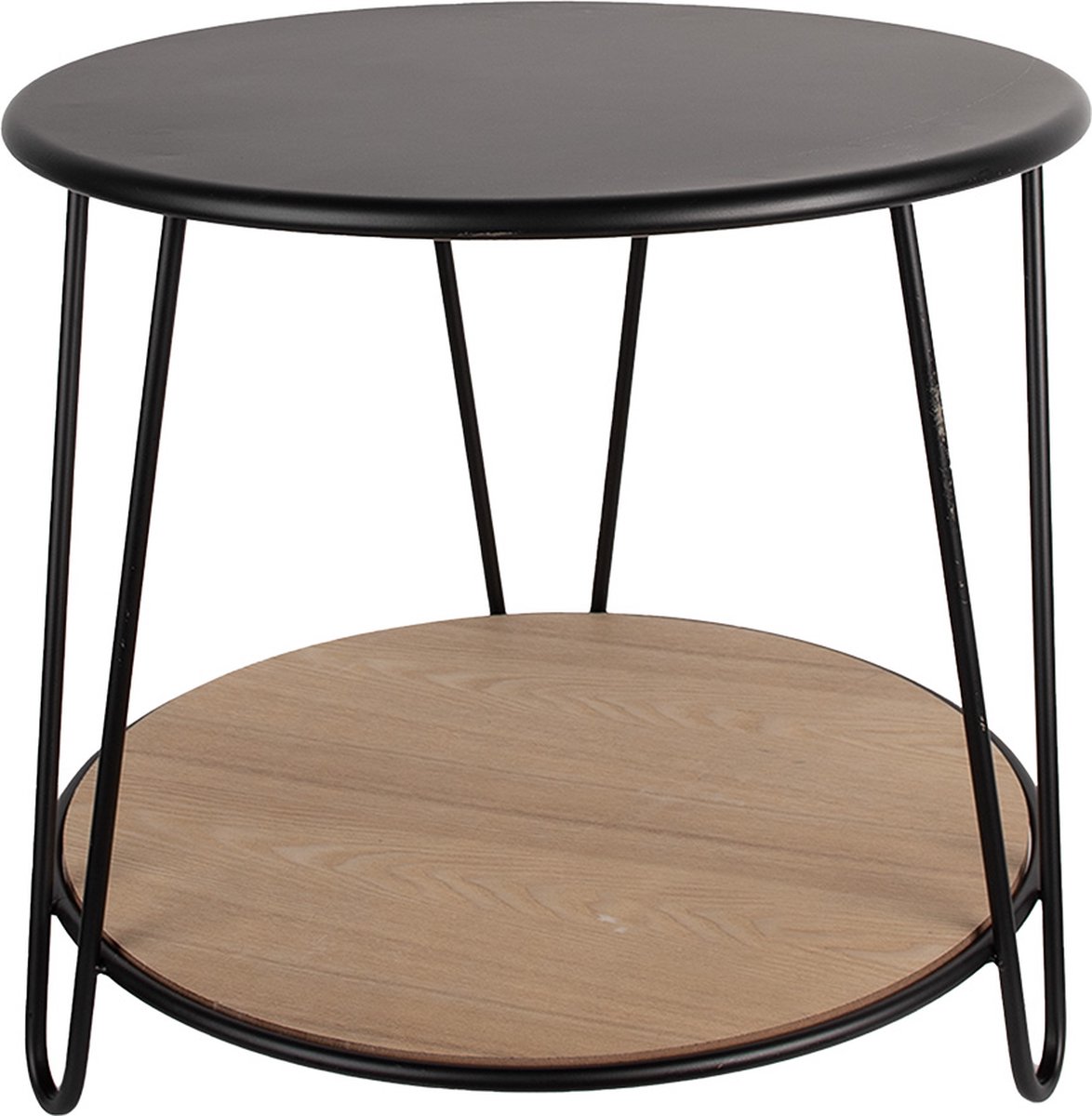 Bijzettafel Ø 50x45 cm Zwart Ijzer Hout Rond