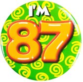 Button 87 Jaar - Button met speld (55mm) - Leeftijd badge - 87 Jaar versiering - Accessoires - Rozet I'm 87 - Verjaardag jongen / meisje / man / vrouw - Button 87 Jaar