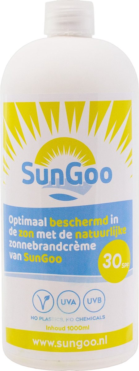SunGoo Pure & Natural Suncream navulling 1- liter Cassette fles 1000 ml LET OP! ENKEL NAVULLING VOOR DISPENSER