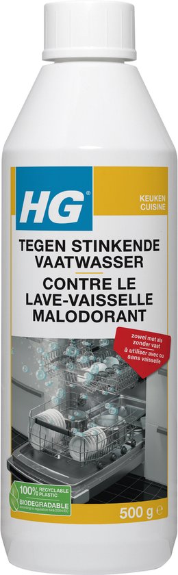 HG tegen stinkende vaatwassers - 500gr - voor een schone en fris ruikende vaatwasser - voor 12 behandelingen