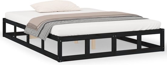 vidaXL-Bedframe-massief-hout-zwart-120x200-cm