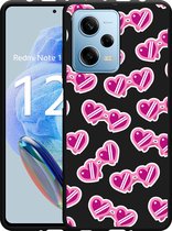Cazy Hoesje Zwart geschikt voor Xiaomi Redmi Note 12 Pro 5G Hartjes Zonnebrillen