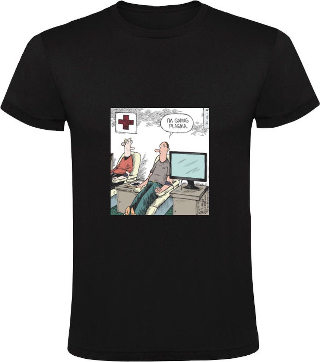 I'm giving plasma Heren T-shirt - strip - plaatje - tv - grapje - dokter - joke - grappig