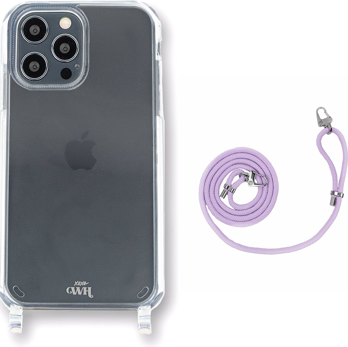 iPhone XS Max - Wildhearts Transparante case + paarse koord
