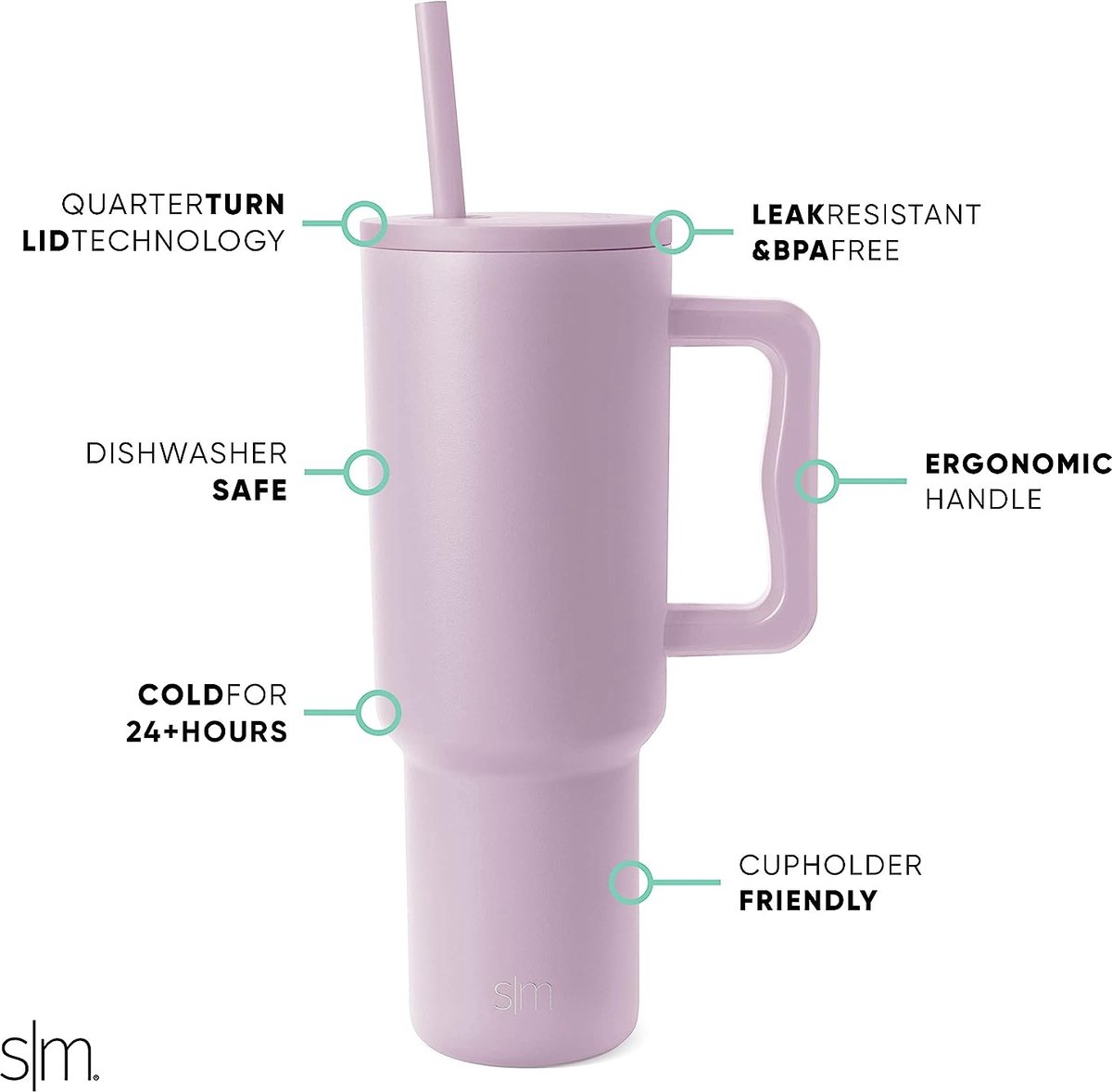 Simple Modern 30 oz beker met handvat en rietjesdeksel | Geïsoleerde beker herbruikbare roestvrijstalen waterfles reismok bekervriendelijk | Geschenken voor vrouwen hem haar | Trek Collectie | Crème