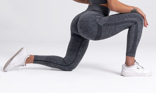 Mives® Sportlegging dames - Sportkleding - Sportbroek - Sportlegging - Shape legging - High waist - Hardloopbroek dames - Yoga - Sport - GRIJS - Maat S van Mives® — afbeelding 4