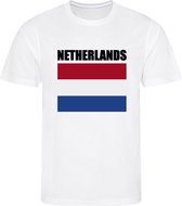 WK - Nederland - The Netherlands - T-shirt Wit - Voetbalshirt - Maat: 122/128 (S) - 7 - 8 jaar - Landen shirts