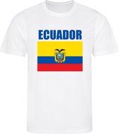 WK - Ecuador - T-shirt Wit - Voetbalshirt - Maat: 122/128 (S) - 7 - 8 jaar - Landen shirts