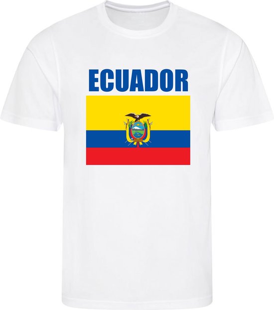 WK - Ecuador - T-shirt Wit - Voetbalshirt - Maat: 134/140 (M) - 9 - 10 jaar - Landen shirts