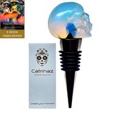 Catrinaz® - Wijnstopper - Premium flessenstop met skull in opaal natuursteen - Luxe gift box - Uniek geschenk - Inclusief E-BOOK Tequila, Mezcal