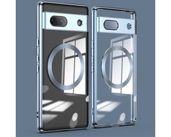 Google Pixel 7a Hoesje MagSafe Back Cover TPU Transparant/Blauw