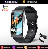 Hygieia-02s Niet-Invasieve Bloedglucose Horloge Meter Met Slimme Armband Sport Smart Horloge Ecg + Ptt Bloeddruk Hartslag Gezondheid Slimme Insuline Meter Zonder Prik Bloeder Suiker Diabetes Tracken Horloge